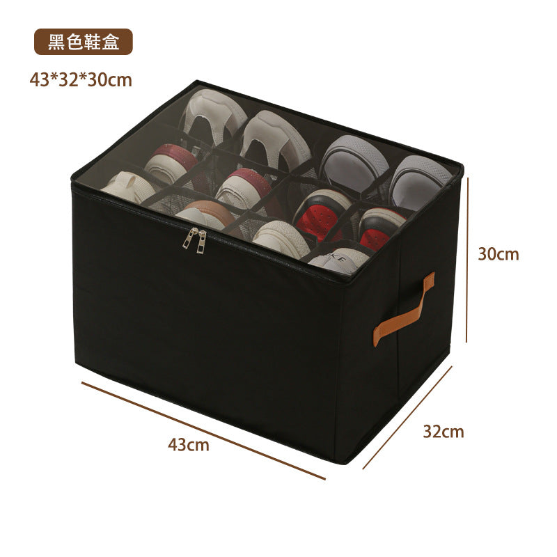Fabric Shoe Organizer Storage Box Foldable Design, Large Capacity, Dustproof & Breathable, Space Saving For Closet & Bedroom