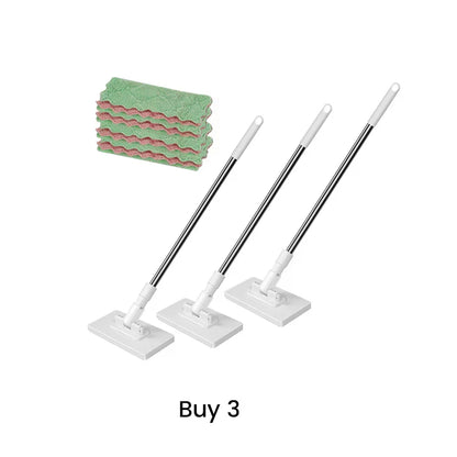 Flat Mop With Stainless Steel Handle, Come With Reusable Washable Mop Cloths