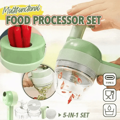 4 In 1 Manual Electric Vegetable Cutter Set Multifunction Cordless Food Processor