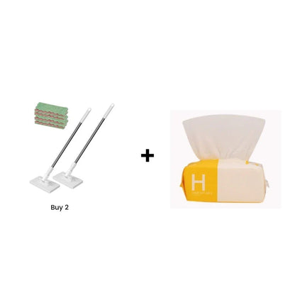 Flat Mop With Stainless Steel Handle, Come With Reusable Washable Mop Cloths