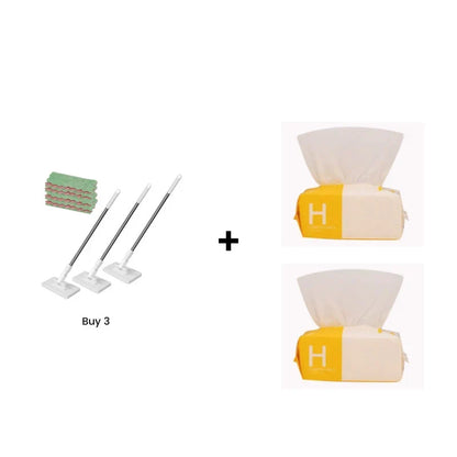 Flat Mop With Stainless Steel Handle, Come With Reusable Washable Mop Cloths