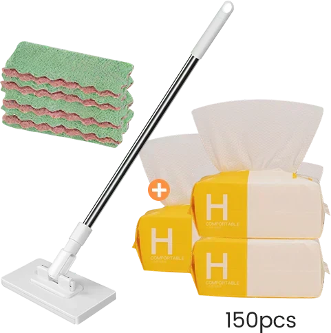 Flat Mop With Stainless Steel Handle, Come With Reusable Washable Mop Cloths