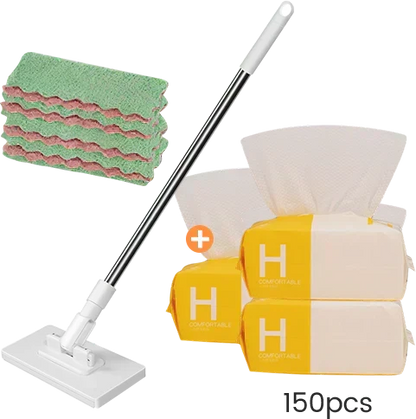 Flat Mop With Stainless Steel Handle, Come With Reusable Washable Mop Cloths
