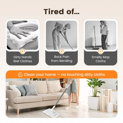 Flat Mop With Stainless Steel Handle, Come With Reusable Washable Mop Cloths