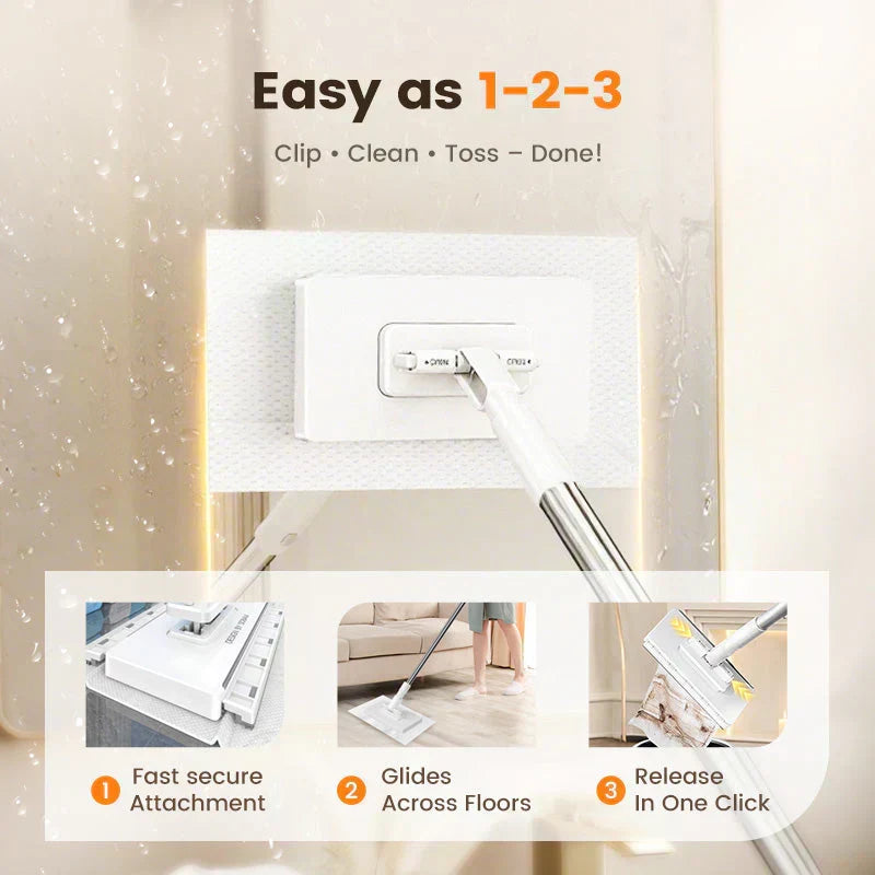 Flat Mop With Stainless Steel Handle, Come With Reusable Washable Mop Cloths