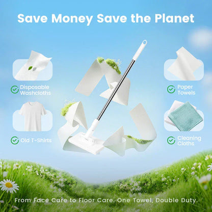 Flat Mop With Stainless Steel Handle, Come With Reusable Washable Mop Cloths