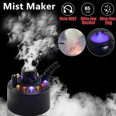 12 Led Ultrasonic Mist Maker Fogger Creates Cool Mist & Colourful Light Perfect For Humidifiers, Fountains Or Halloween Decor Runs Quietly In Water