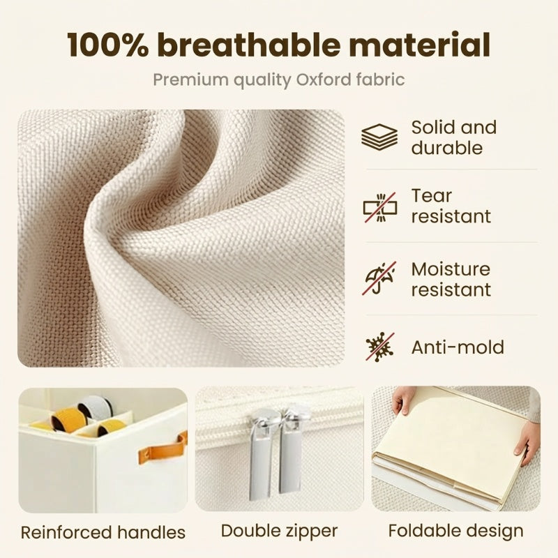 Fabric Shoe Organizer Storage Box Foldable Design, Large Capacity, Dustproof & Breathable, Space Saving For Closet & Bedroom