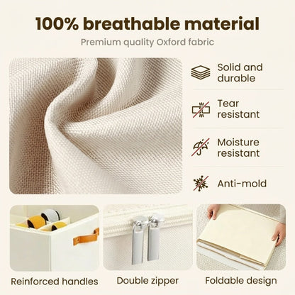 Fabric Shoe Organizer Storage Box Foldable Design, Large Capacity, Dustproof & Breathable, Space Saving For Closet & Bedroom