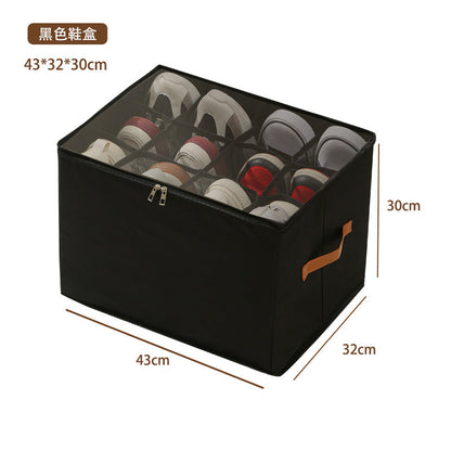Fabric Shoe Organizer Storage Box Foldable Design, Large Capacity, Dustproof & Breathable, Space Saving For Closet & Bedroom