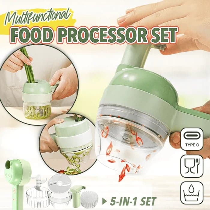 4 In 1 Manual Electric Vegetable Cutter Set Multifunction Cordless Food Processor