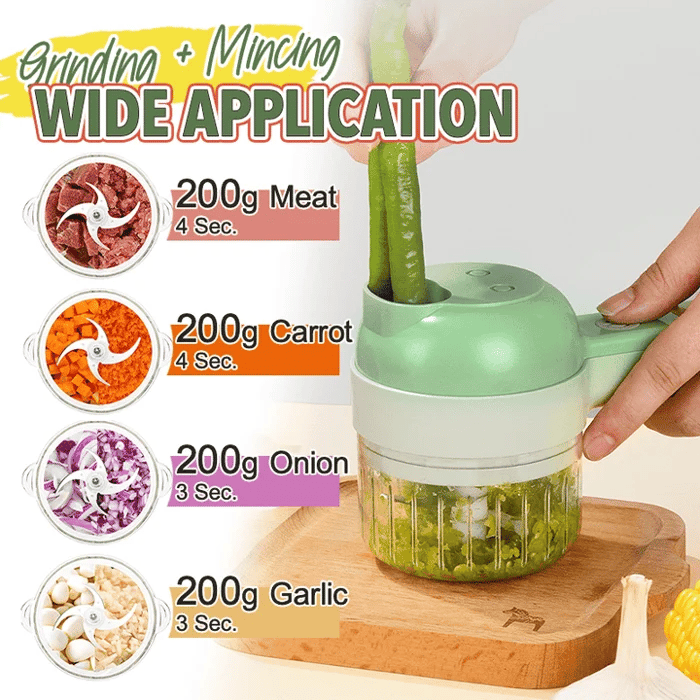 4 In 1 Manual Electric Vegetable Cutter Set Multifunction Cordless Food Processor