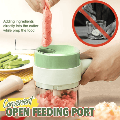 4 In 1 Manual Electric Vegetable Cutter Set Multifunction Cordless Food Processor
