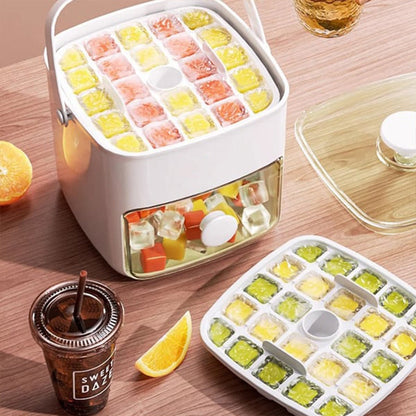 2 Tier Convenient Push In Ice Cube Mold With Tray Case