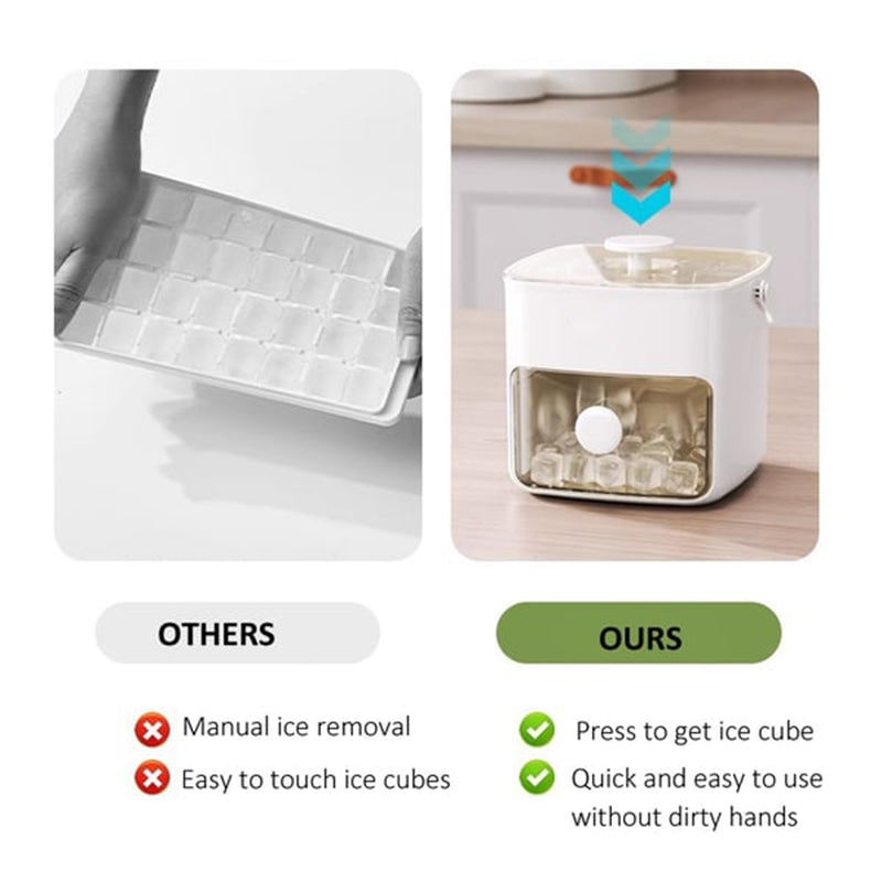 2 Tier Convenient Push In Ice Cube Mold With Tray Case