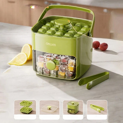 2 Tier Convenient Push In Ice Cube Mold With Tray Case