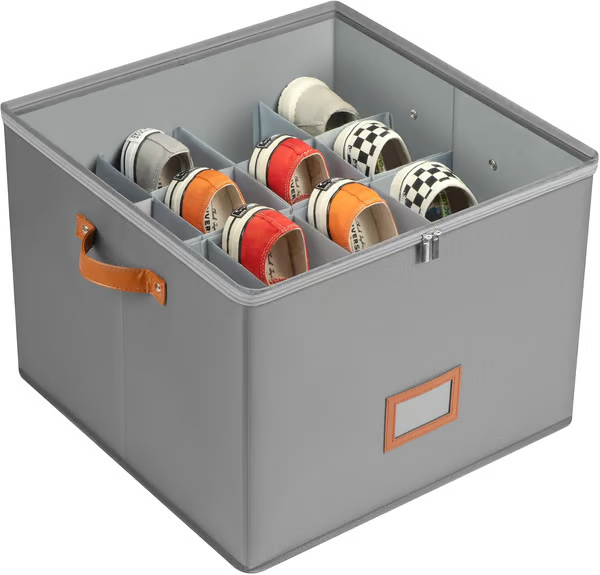 Fabric Shoe Organizer Storage Box Foldable Design, Large Capacity, Dustproof & Breathable, Space Saving For Closet & Bedroom