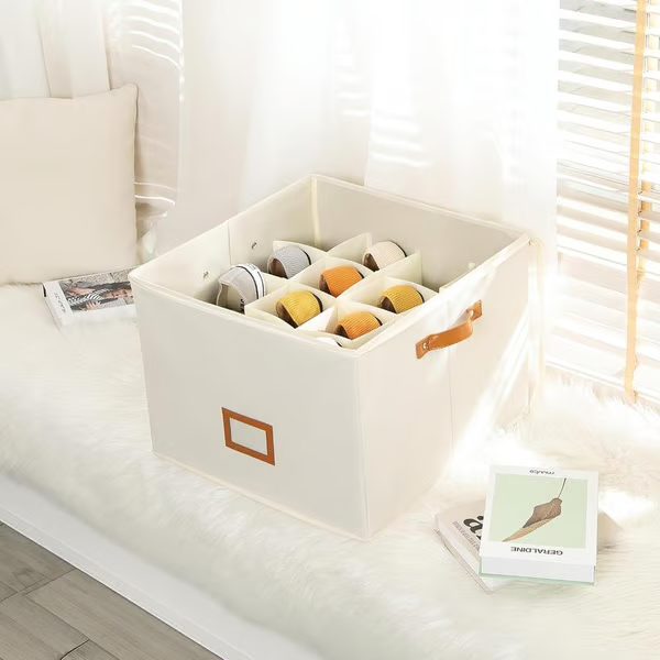 Fabric Shoe Organizer Storage Box Foldable Design, Large Capacity, Dustproof & Breathable, Space Saving For Closet & Bedroom