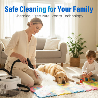 Hightemp Steam Cleaner 105C Steam, 15S Heatup. Kills 99.9 Germs, No Chemicals. 6 Levels, Large 1100Ml Tank. Multisurface Magic
