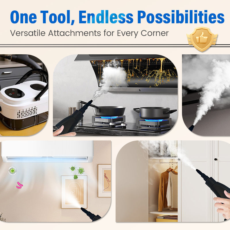 Hightemp Steam Cleaner 105C Steam, 15S Heatup. Kills 99.9 Germs, No Chemicals. 6 Levels, Large 1100Ml Tank. Multisurface Magic