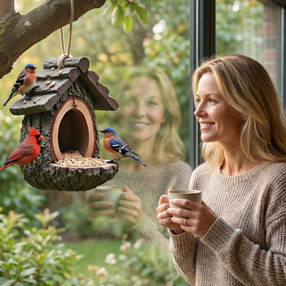 S Outdoor Bird Feeder With Realistic Tree Stump Design Garden Decor & Wildlife Sanctuary In One
