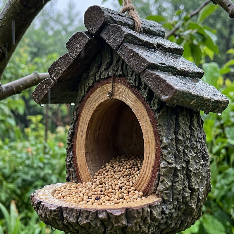 S Outdoor Bird Feeder With Realistic Tree Stump Design Garden Decor & Wildlife Sanctuary In One