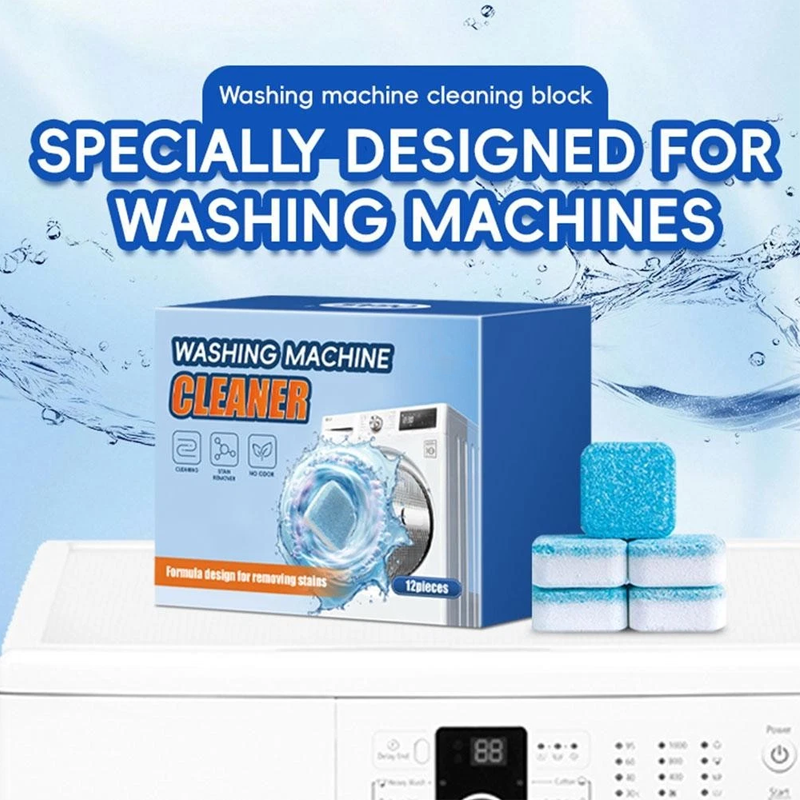 Active Oxygen Washing Machine Cleaner Tablets 12 Pack Eliminates Mouldy Smells & Dissolves Grime For All Washer Types
