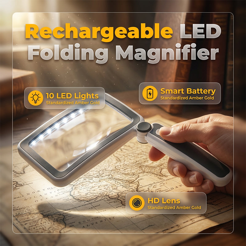 Folding Handheld Magnifying Glass With Light For Reading