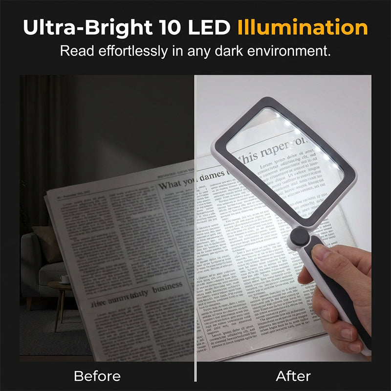 Folding Handheld Magnifying Glass With Light For Reading