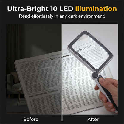 Folding Handheld Magnifying Glass With Light For Reading